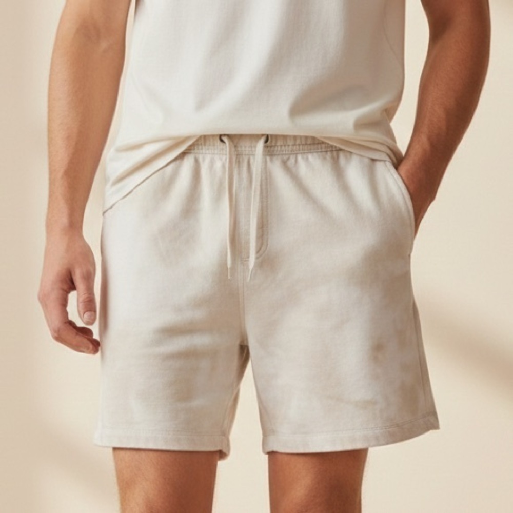 ONIA Cloud Tie Dye Fleece Sweat Shorts Cream Tan Size M
